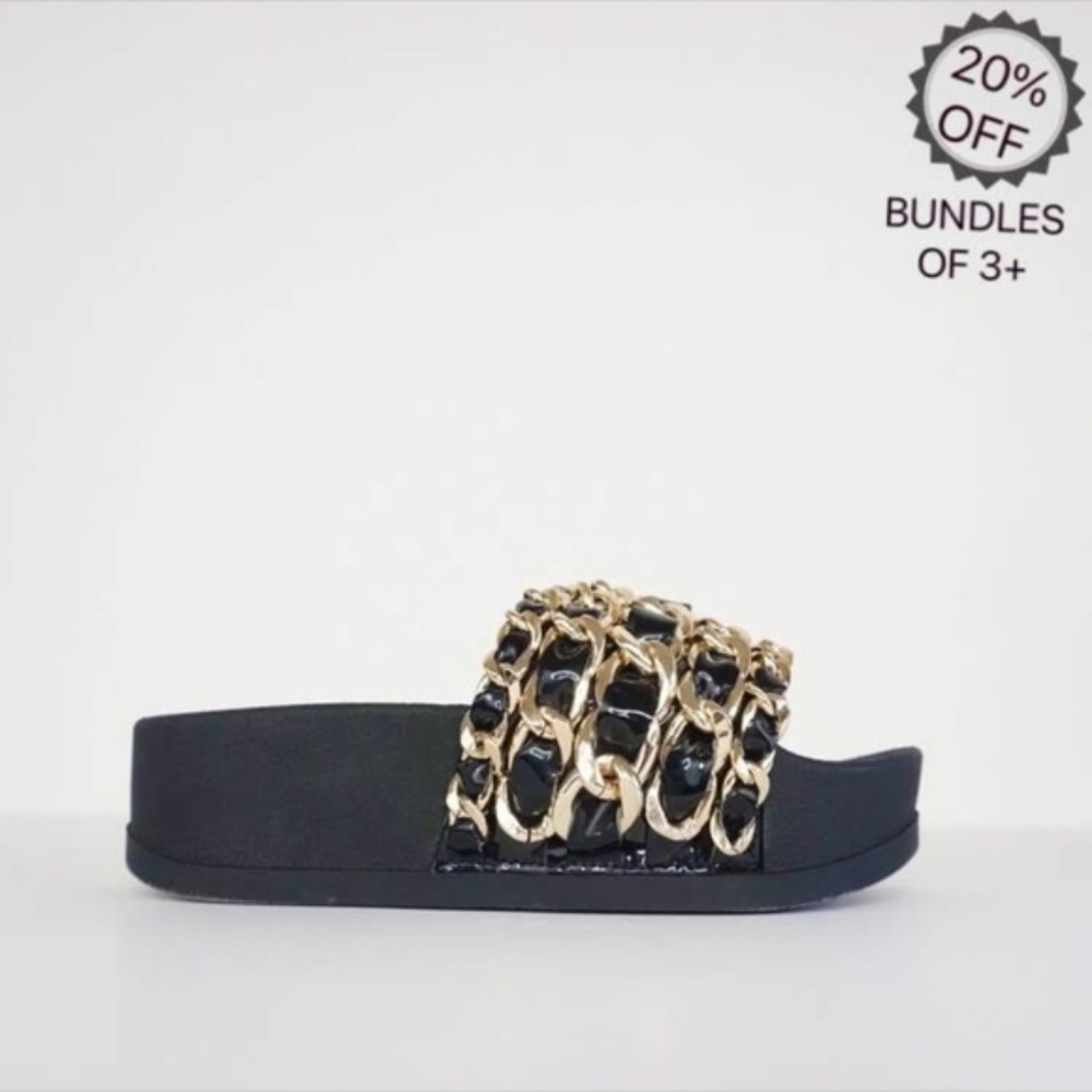 Jeffrey Campbell | Edie Sandals Black Chain | 6